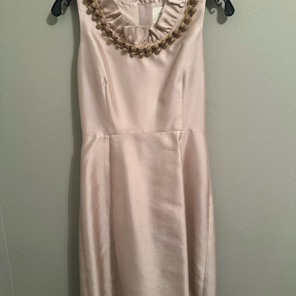Kate Spade Cream Ruffle Dress with Gold Beads